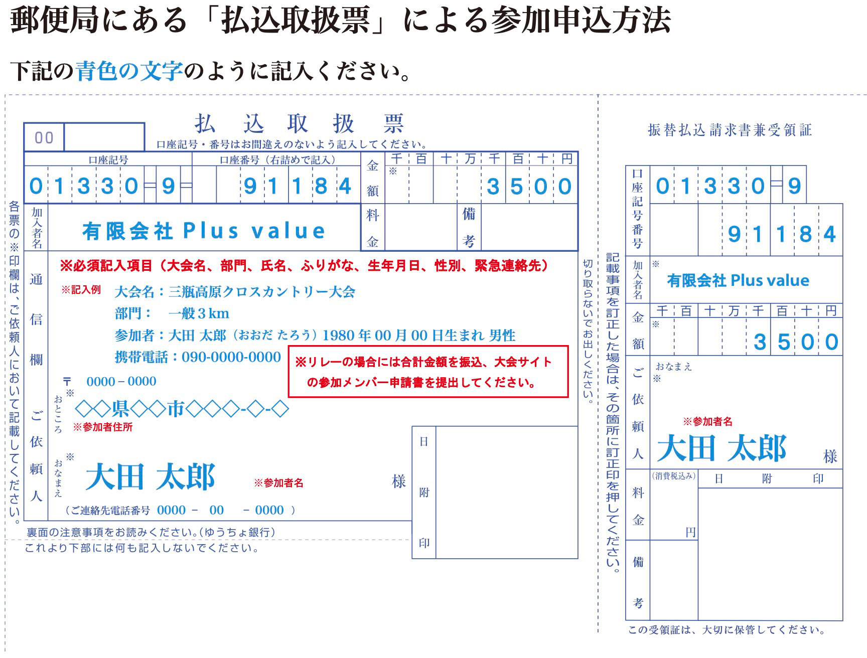 画像：郵便振替用紙